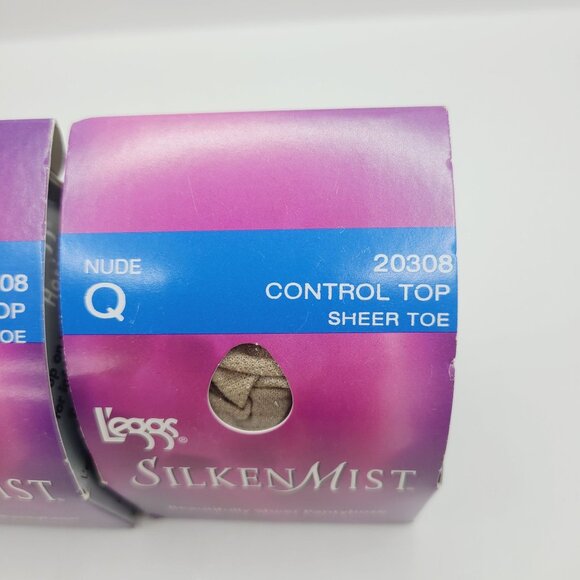 Leggs Silken Mist Control Top Sheer Toe Pantyhose Nude Q 20308New in Box - Picture 3 of 7